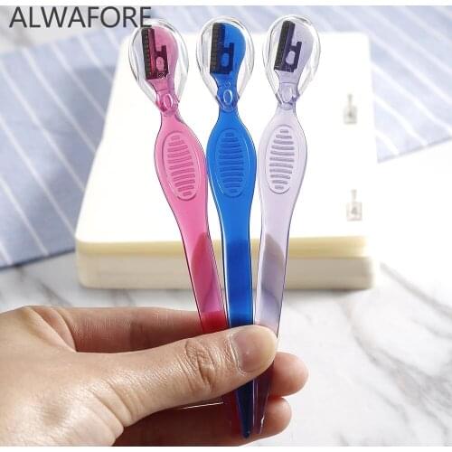 2pc/set Face Eyebrow Hair Removal Safety Razor Trimmer Shaver Straight Handle Face Shaver