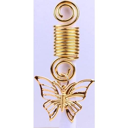 5Pcs Hair Braid Hollow Butterfly Dread Dreadlock Beads Clips Rings for Hair Styling Accessories Adjustable Inner Hole Hair Rings