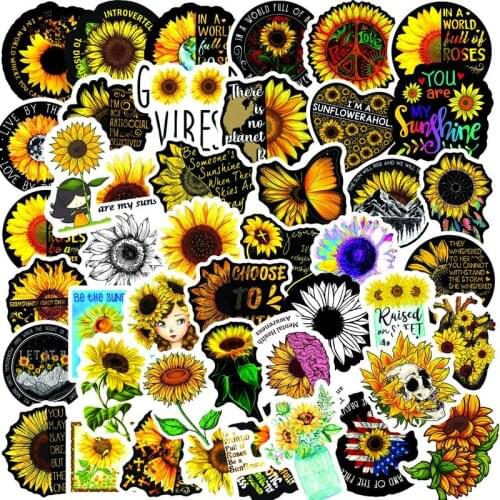 50pcs Sunflower graffiti stickers PVC waterproof removable trolley case stickers