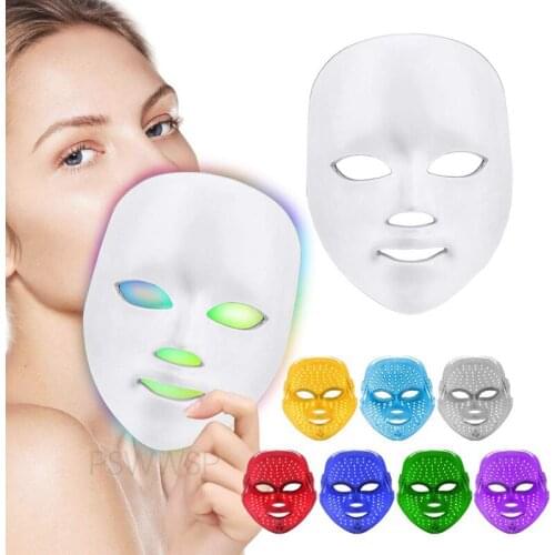 7 Colors LED Facial Mask Photon Therapy Anti-Acne Wrinkle Removal Skin Rejuvenation Face Skin Care Tools