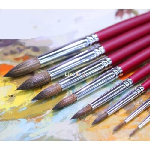 HWAHONG Artist Water Color Paint Brush Flat Flat Brush 771F Series,Pointed Round Brush 771R Series,Natural Hair,art supplies