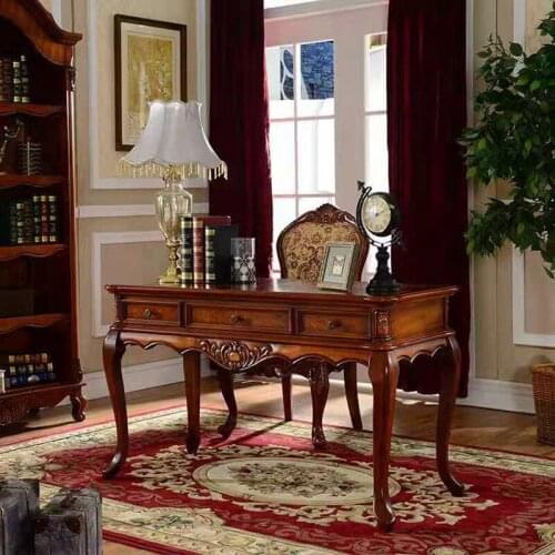 American furniture factory American solid wood desk European type computer desk small desk retro solid wood book desk and chair