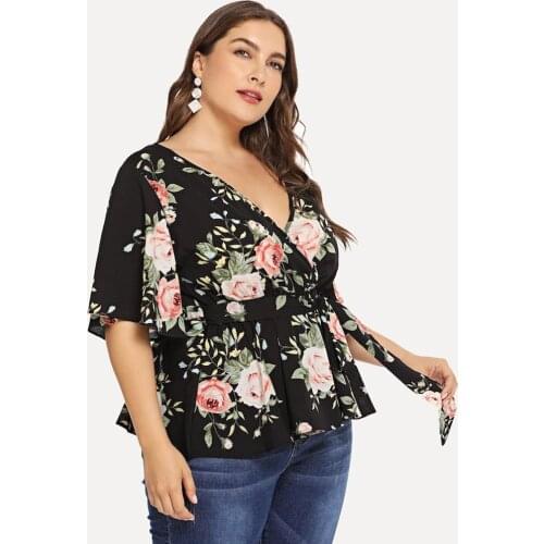Blouse Women Chiffon Shirt Casual Tops 2019 New V Neck Print Summer Loose Blusas 5xl Plus Size