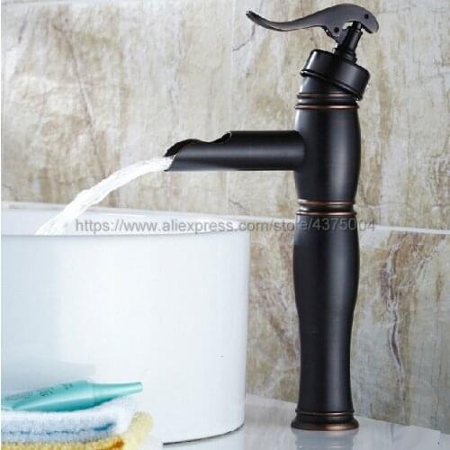 Black Oil Rubbed Brass Faucet Retro Basin Faucet Rotating Single Handle Single Hole Hot And Cold Water Nhg013