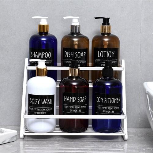 500ml Liquid Soap Dispenser for Bathroom Body Soap Shampoo Conditioner Shower Gel Lotion Refillable Pump Bottles with Labels
