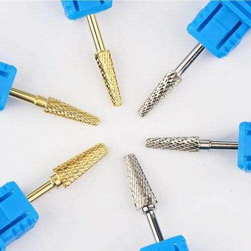 1pcs Tungsten Carbide Nail Drill Bit Gold Silver Machine Replacement Bits Remove Gel Polish Nail Gel Dip Powder Nail Files Tool