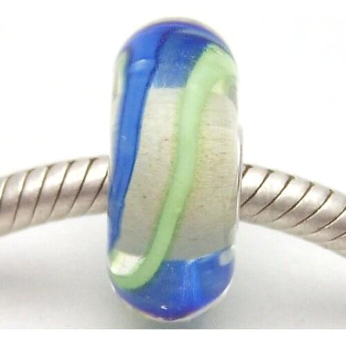 JG2805 100% S925 Sterling Silver Beads Murano Glass beads Fit European Charms Bracelet charms diy jewelry Lampwork GlassBeads