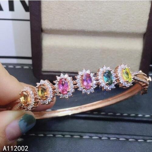 KJJEAXCMY fine jewelry natural Tourmaline 925 sterling silver new women hand bracelet wristband support test lovely