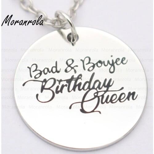 New arried "Bad & Boujee Birthday Queen "Copper necklace Keychain,charm Hand stamped Jewelry Girl Women Birthday necklace