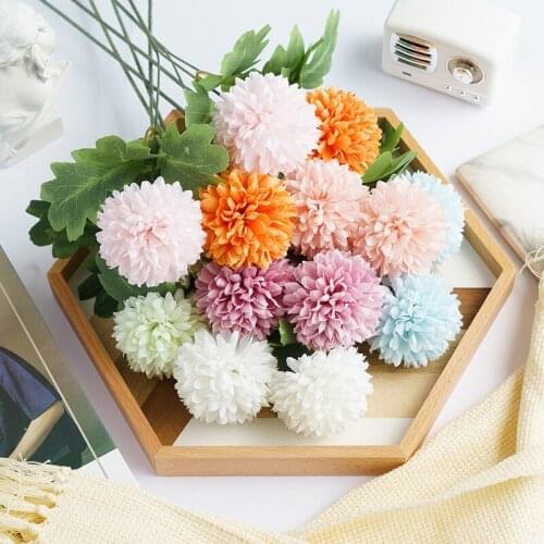 2 Heads Chrysanthemum Mini Bouquet Artificial Flowers Plant Decoration DIY Living Room Home Dining Table Wedding Silk Flower
