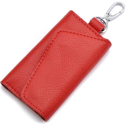 Fashion Key Holder Wallet for Men Women Genuine Leather Key Organizer Wallet Multi Function Case Housekeeper Holders 6 Key Ring