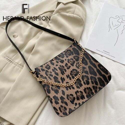 Fashion Leopard Print Crossbody Bags for Women Winter Leather Chain Small Shoulder Messenger Bags Female Handbags and Purses