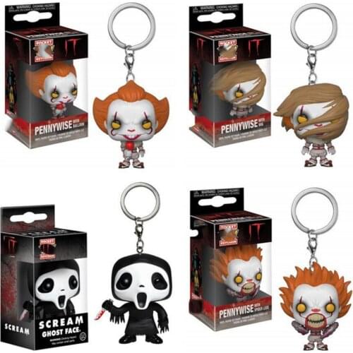2019 New FUNKO Keychain Toys Pennywise Scream PVC Action Figure Collectible Model toys for chlidren Christmas Birthday gift