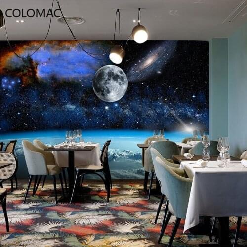 Colomac Custom 3D Universe Science Fiction Wallpaper Planet Moon Living Room Childrens Room Mural Decor Bedroom Drop Shopping