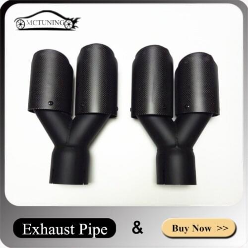 One Pair Y Model Matte Black Muffler Tailpipe Nozzles Car Universal Carbon Fiber Stainless Steel For Akrapovic Exhausts Pipe