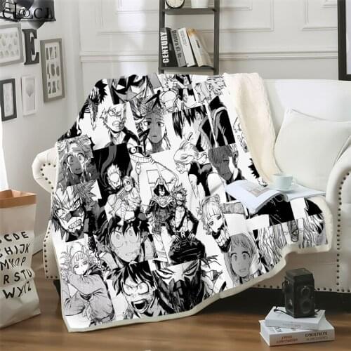 Autumn Blanket Anime My Hero Academia Comics Printed Throw Blankets for Beds Teenager Home Decoration Double Layer Quilt