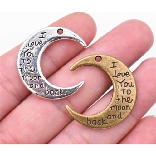 NEW 5pcs/lot 30x9mm Two Colors Plated Moon Charms Pendant DIY Handmade Jewelry Accessories