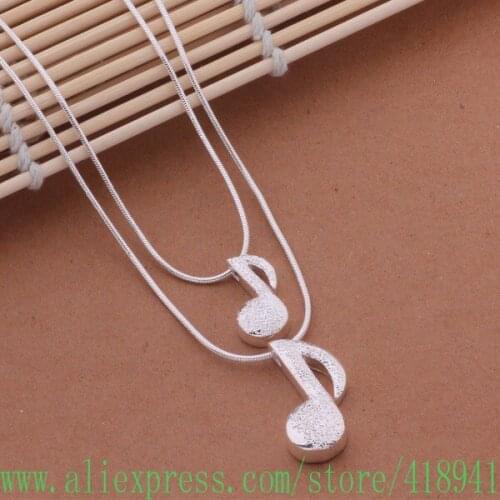 Silver Plated Necklace, Silver Plated fashion jewelry musical notation /enmaneta booakfva AN461
