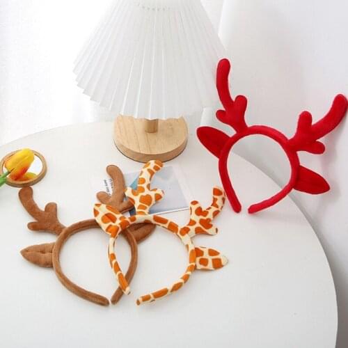 Women Animal Deer Horn Headdress Plush Antler Hairband Furry Headband Anime for Halloween Christmas Cosplay Accessories