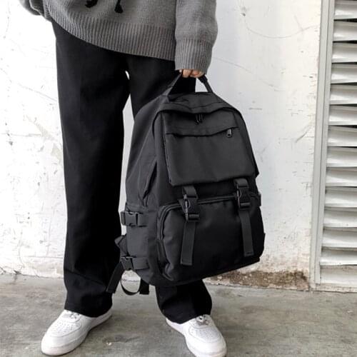 Black Oxford Backpacks Large Capacity Waterproof Travel Bag Simple Harajuku Style Fashion Retro Student School Bagpack MD0306