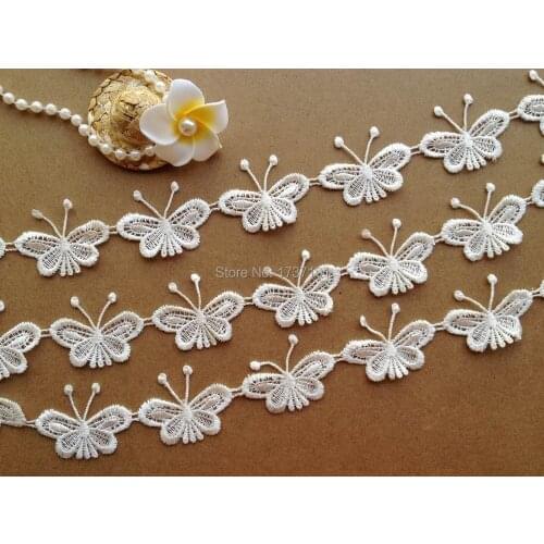 Chic Venise Butterfly Lace Trim Ivory Butterfly Lace Applique For Weddings, Scrapbooks, Dolls, Embellishment