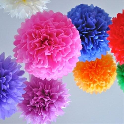 20cm Tissue Paper Pom Poms Flower Balls For Wedding Birthday Party DIY Colorful Paper Flowers Decoration Family company office