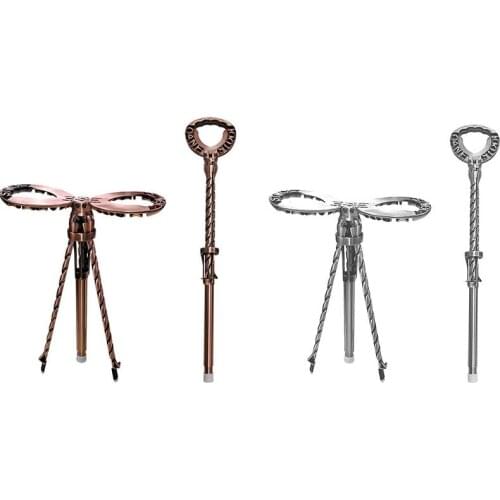 Cane Stool Foldable Trekking Pole Triangle Bracket Mountaineering Stool Multifunctional Metal Stick max loading 400lb