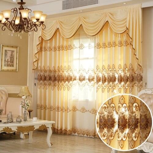 Curtains for Living Dining Room Bedroom New European Style Water Soluble Embroidery Curtain Tulle Valance for Windows Drapes