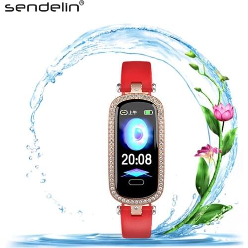 Womens Smart Watch Sports Fitness Tracker Fashion Look Leather Strap Heart Rate Physiological Cycle Measurement Bracelet Watch