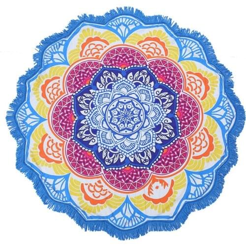 Yoga Blankets Round Beach Towel Yoga Mat Diameter 150cm With Flowers Pattern Indian Mandala Tapestry Picnic Mat Valentines Day