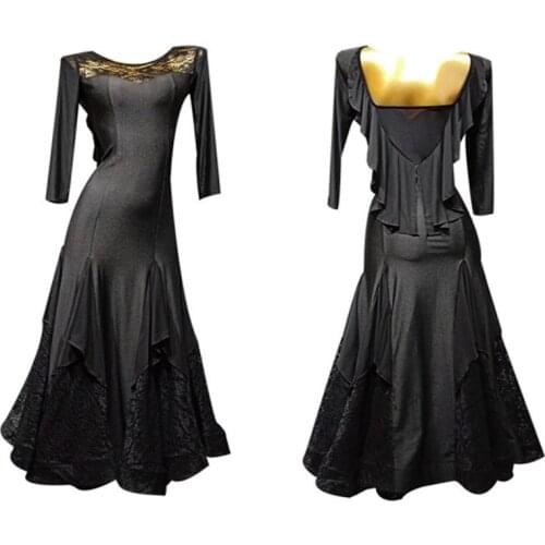 Women Latin Dance Dress Half Sleeve Lace Design Bare Back Dancing Practise Cloth Samba Tango Chacha Dancing Performamnce T016B