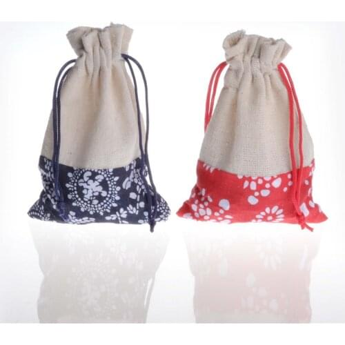 10Pcs/lot 13*10cm Drawable Cotton Linen Christmas Wedding Gift Bags Jewelry Candy Packaging Drawable Bags&pouch Organzier