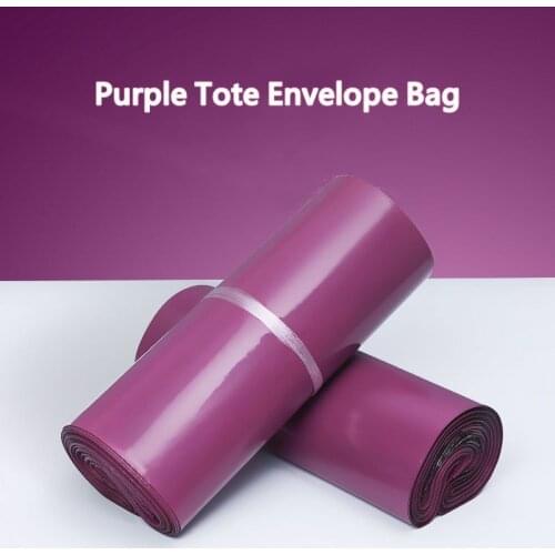 100Pcs/Lots Tote Envelope Bags Purple White Self-Seal Adhesive Courier Bags Thick Waterproof Plastic Poly Envelope Mailing Bags