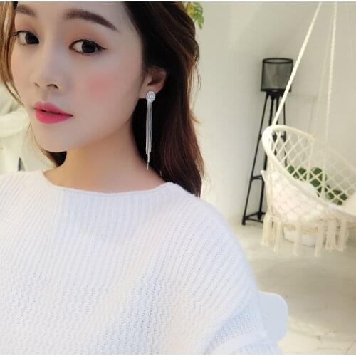 2 pairs/pack Sweet fashion temperament crystal tassel earrings high temperament bride earrings with zircon high quality jewelry