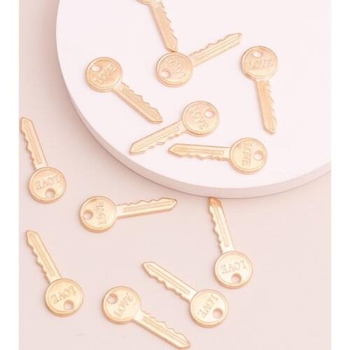 15pcs Small Love Letters Key Pendants Charms for DIY Handmade Necklaces Bracelets 26x12mm Gold Color Jewelry Berloques Alloy