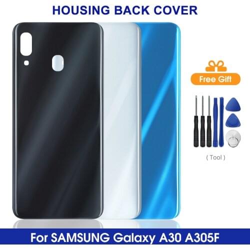 3D Glass A30 Battery Door For Samsung Galaxy A30 Back Cover Door Housing With Logo Replacement Repair Parts For Sasmung A30 A305