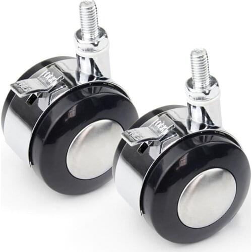 4PCS Black Alloy Universal Wheels Silent Swivel Casters Office Chair Sofa Rolling Rollers Brake Caster Furniture Hardware 40kg