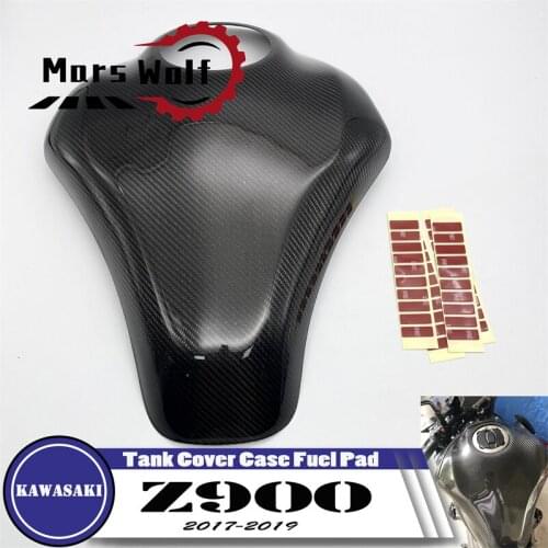Motorcycle Accessories Real Carbon Fiber Tank Cover Case Fuel Pad Protector For Kawasaki Z-900 Z900 2017 2018 2019 Z 900 '17-'19