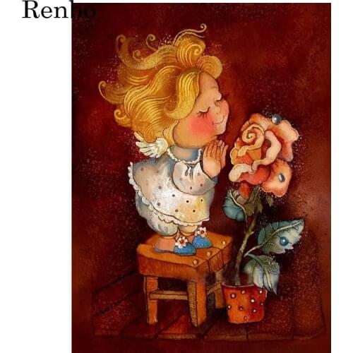 Diamond Painting fat girl with rose Diamond embroidery 5d diy full square diamond mosaic diamond paint daimond painting round