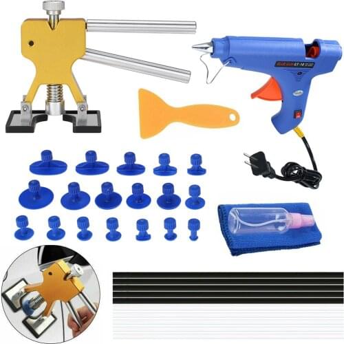 Auto Car Dent Repair Tools Kit Dent Lifter Puller removing dents Glue Tabs Glue Gun Tools Glue Sticks 33pcs
