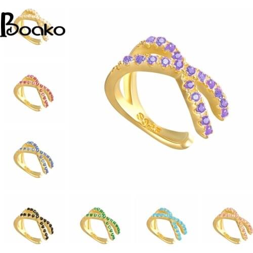 BOAKO Color Cross 1pcs 925 Sterling Silver Earrings For Women Ear Clip Gold/Silver Jewelry Ear Piercing Mom Gift 2021 Trend