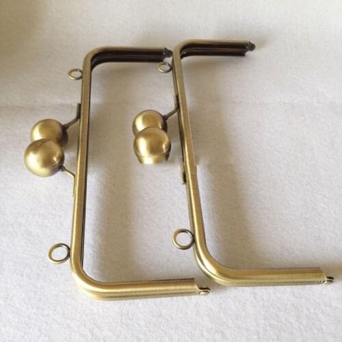 25X9 cm With 3 Cm Big Ball Clasp Antique Brass Metal Purse Frame Obag Handle Wholesale Purse Handles Sewing Purse Frame Hanger