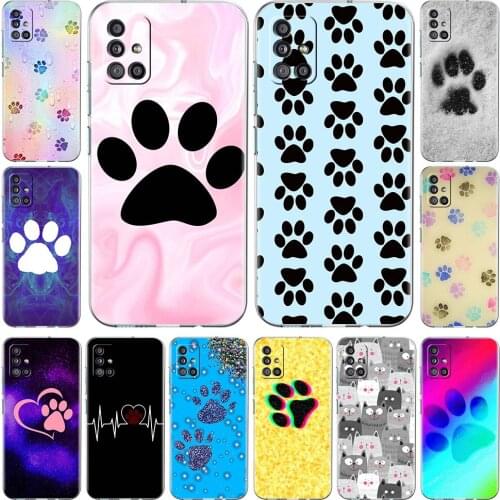 Stylish Smartphone Case for Samsung Galaxy A51 A71 A21s A31 A12 A72 A32 Back Soft Cover A52 5G A11 Funda Cat Dog Paw Animal