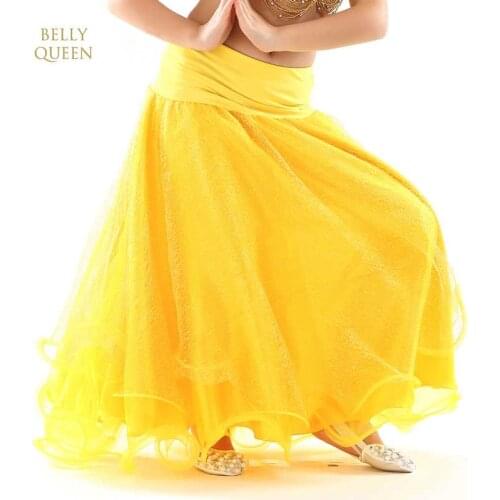2018 New Children Belly Performance Dancing Clothes Wave Long Maxi Skirts High Quality 8 Colors Oriental Kids Belly Dance Skirts