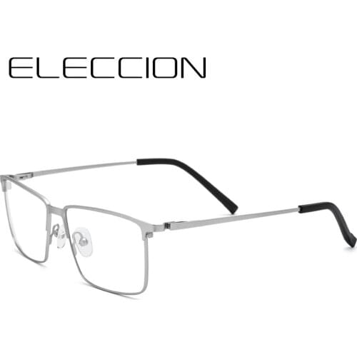 ELECCION Titanium Alloy Glasses Frame Men Rectangle Full Rim Eyewear New Male Classic Optical Prescription Eyeglasses Frames