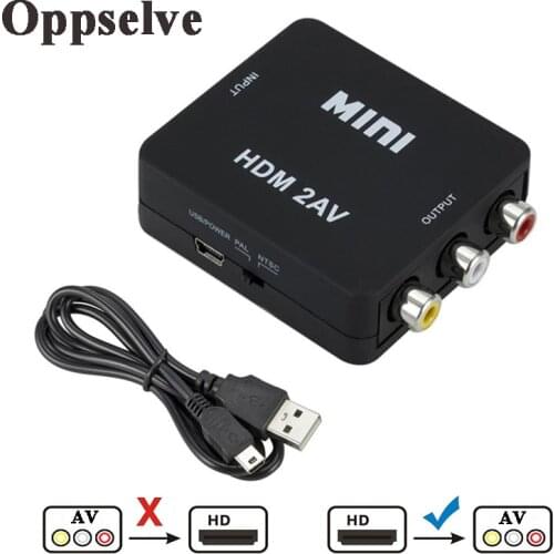 HD 1080P HDMI-compatible to AV Scaler Adapter HDMI-compatible to RCA CVSB L/R Video Mini HDMI2AV Video Composite Converter Box