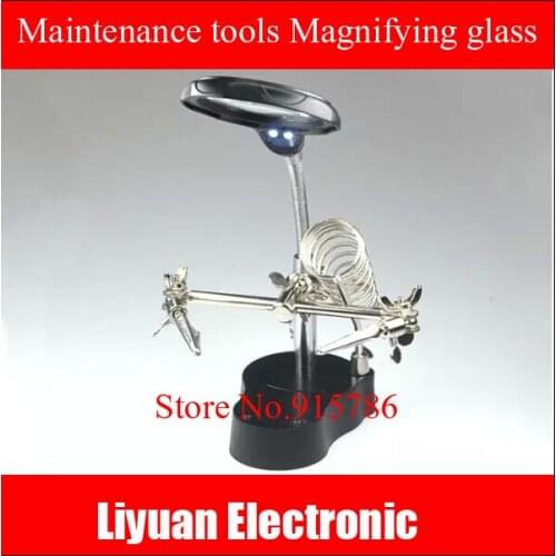 Maintenance tools Magnifying glass / auxiliary clamp amplifier with LED / iron stand Magnifying glass metal hose clamps