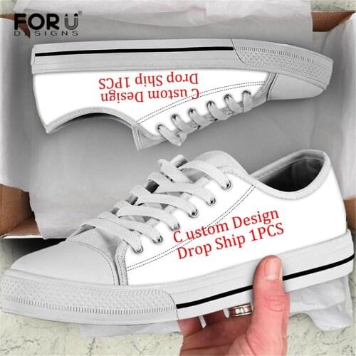 FORUDESIGNS Classic Low Style Women Sneakers Custom Design/Logo/Name/Text Fashion Lace-up Canvas Vulcanized Shoes for Ladies