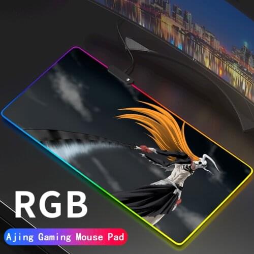 Anime RGB Bleach Mouse Pad Gamer Desktop Keyboard Player Mousepad LED Gaming Mause Mat for PC Desk Support DIY