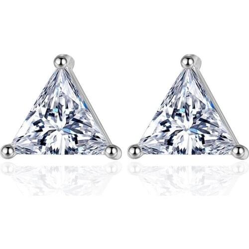 Tiny Triangle AAA Zirconia Stud Earrings CZ Stone Crystal Earrings Fashion Jewelry Party Accessories Gift for Women Girls